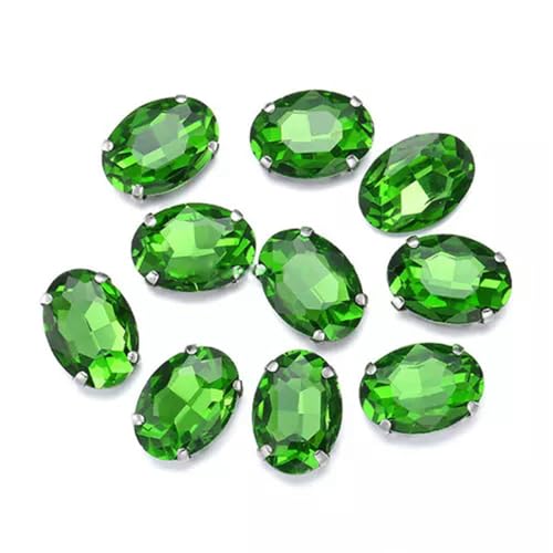 10 Stück ovale Kristall-Strassperlen zum Aufnähen mit Flacher Rückseite, Krallenform, DIY-Schmuck, 18 x 25 mm, Hellgrün 10 Stück ovale Kristall-Strassperlen zum Aufnähen mit Flacher Rückseite, Krallenform, DIY-Schmuck, 18 x 25 mm, Hellgrün von Generic