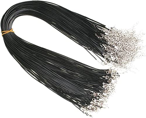 10 Stück schwarze Wachsschnur Leder Halskette geflochtenes Seil 1 5 mm Kette mit Karabinerverschluss für die Schmuckherstellung, Andere Edelsteine von Generic