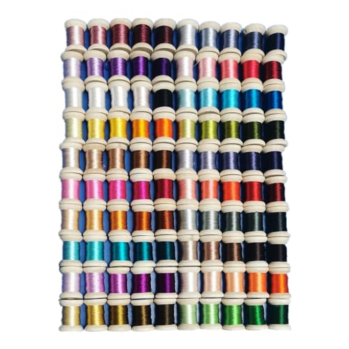 100 Spulen aus natürlicher Maulbeerseide, Handstickgarn, 20–22 pro Farbe, zum Basteln, Fliegenbinden von Generic