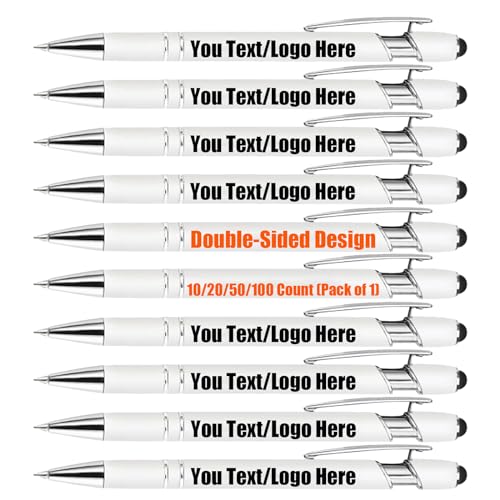 100 Stück Personalisiert Kugelschreiber mit Gravur, Doppelseitiges Personalisiertes Logo/Text, Kugelschreiber schwarzer Tinte, Werbegeschenke mit Ihrem Logo oder Ihrer Nachricht von Generic