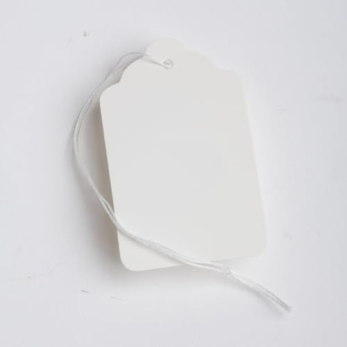 100 Stück weiße Kraft-Markierungsschilder, Schmuck-Preisetiketten, zum Aufhängen von Preisetiketten mit Schnur zum Aufhängen (weiß, 4,5 x 7,6 cm) von Generic