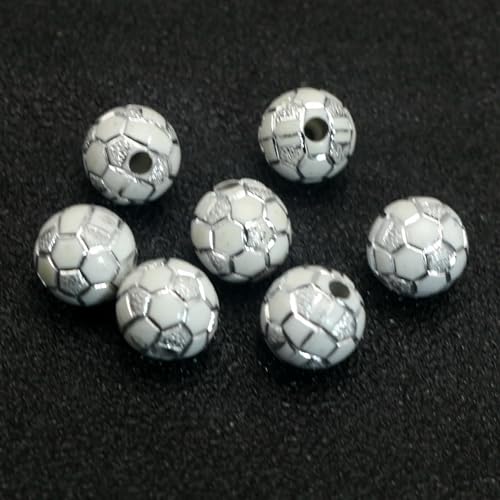 100 weiße Funkelnde runde Perlen mit silbernem Muster, 10 mm, Standard 100 weiße Funkelnde runde Perlen mit silbernem Muster, 10 mm, Standard von Generic