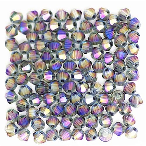 1000 Stück 4 mm Doppelkegel Kristallperlen Großhandel Perlen Mix Lot Facettierte Kristallglasperlen Perlen für Schmuckherstellung (Clear Purple) von Generic