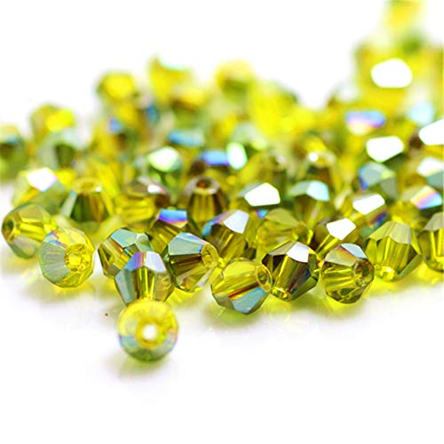 1000 Stück 4 mm Doppelkegel Kristallperlen Großhandel Perlen Mix Lot Facettierte Kristallglasperlen Perlen für Schmuckherstellung (Gelb Rose Grün) von Generic