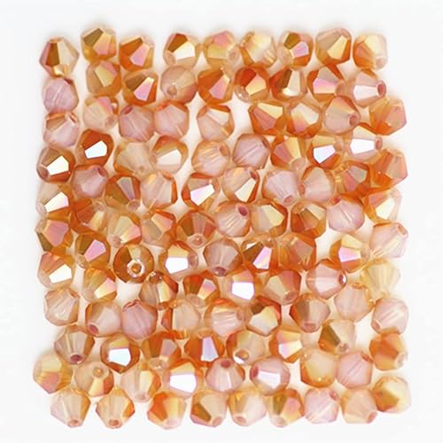 1000 Stück 4 mm Doppelkegel Kristallperlen Großhandel Perlen Mix Lot Facettierte Kristallglasperlen Perlen für Schmuckherstellung (Milchig Champagner) von Generic