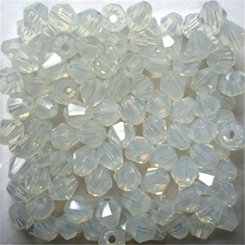 1000 Stück 4 mm Doppelkegel Kristallperlen Großhandel Perlen Mix Lot Facettierte Kristallglasperlen Perlen für Schmuckherstellung (Milchweiß) von Generic