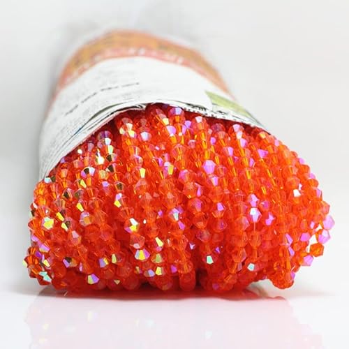 1000 Stück 4 mm Doppelkegel Kristallperlen Großhandel Perlen Mix Lot Facettierte Kristallglasperlen Perlen für Schmuckherstellung (Orange Halb ab) von Generic
