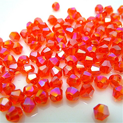 1000 Stück 4 mm Doppelkegel Kristallperlen Großhandel Perlen Mix Lot Facettierte Kristallglasperlen Perlen für Schmuckherstellung (Orange ab) von Generic