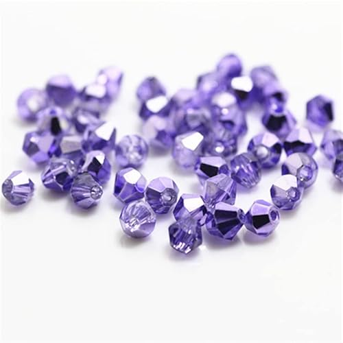 1000 Stück 4 mm Doppelkegel Kristallperlen Großhandel Perlen Mix Lot Facettierte Kristallglasperlen Perlen für Schmuckherstellung (Ran Deep Purple) von Generic