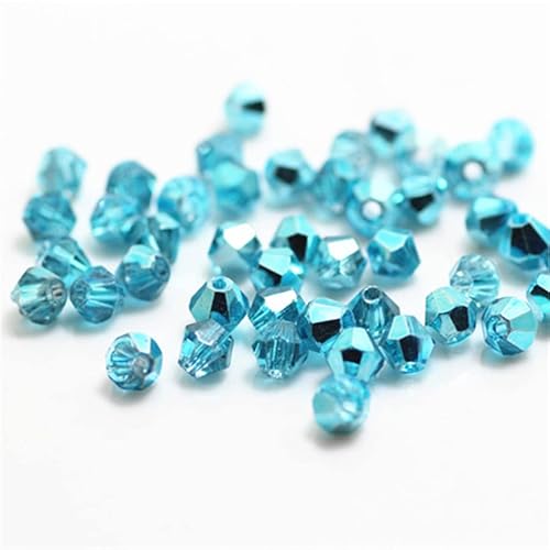 1000 Stück 4 mm Doppelkegel Kristallperlen Großhandel Perlen Mix Lot Facettierte Kristallglasperlen Perlen für Schmuckherstellung (Ran Lake Blue) von Generic