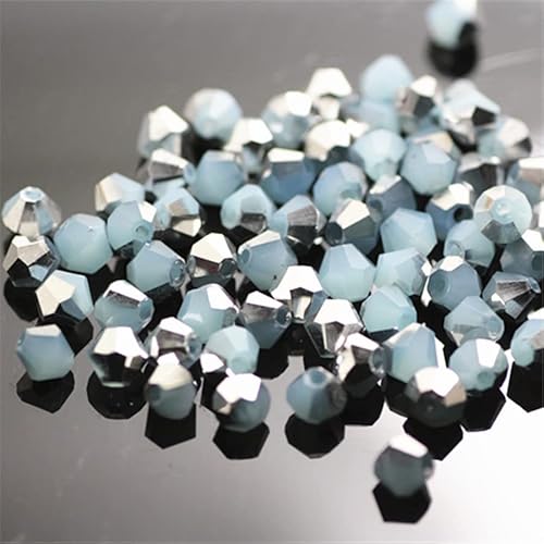 1000 Stück 4 mm Doppelkegel Kristallperlen Großhandel Perlen Mix Lot Facettierte Kristallglasperlen Perlen für Schmuckherstellung (massives blaues Silber) von Generic