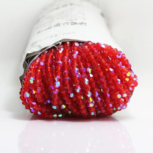 1000 Stück 4 mm Doppelkegel Kristallperlen Großhandel Perlen Mix Lot Facettierte Kristallglasperlen Perlen für Schmuckherstellung (rot halb ab) von Generic