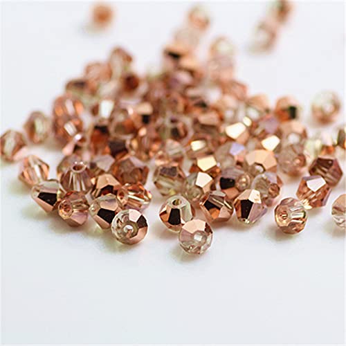 1000 Stück 4 mm Doppelkegel Kristallperlen Großhandel Perlen Mix Lot Facettierte Kristallglasperlen Perlen für Schmuckherstellung (rotes Kupfer) von Generic