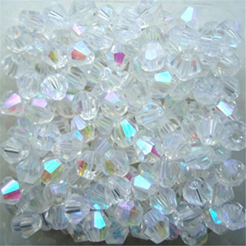 1000 Stück 4 mm Doppelkegel Kristallperlen Großhandel Perlen Mix Lot Facettierte Kristallglasperlen Perlen für Schmuckherstellung (weiß ab) von Generic