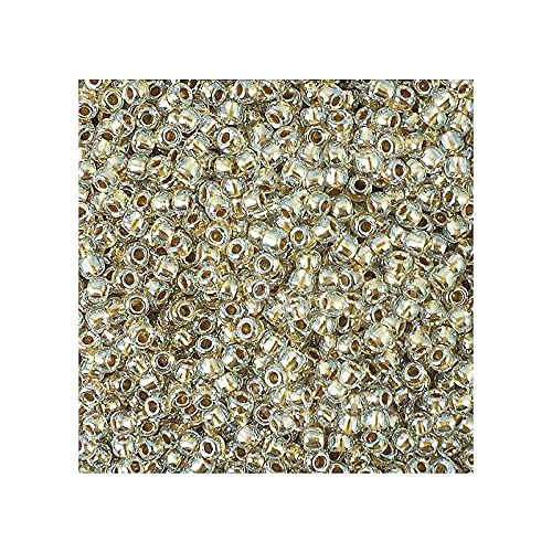 10g TOHO Rocailles 11/0, goldgezeichneter Kristall (# 989) (TOHO Seed beads 11/0, Gold-Lined Crystal (#989)) Japanishe Glas Rund Perlen von Generic