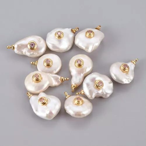 10x Anhänger aus natürlichen Zuchtperlen mit Mikropflaster aus Messing und Zirkonia, 14–23 mm 10x Anhänger aus natürlichen Zuchtperlen mit Mikropflaster aus Messing und Zirkonia, 14–23 mm von Generic