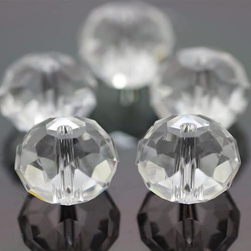12 mm 65 Stück Rondelle Kristallperlen Bunte Glasperlen für Schmuck Perlenbedarf Handarbeiten DIY Perlenprojekte, Armbänder, Halsketten, Ohrringe Schmuck (Weiß) von Generic