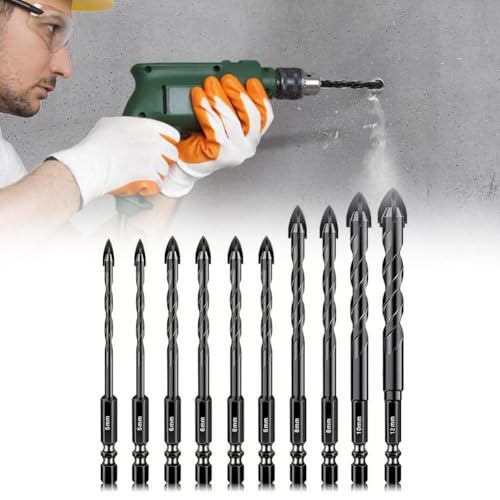 12-teiliges Steinbohrer-Set für Fliesen, Glas, Keramik, Ziegel, Holz, Steinbohrer-Set und Betonbohrer-Set, professionelle Hartmetallbohrerspitze, industrielle Stärke, Hartmetall für Glas, Fliesen 12-teiliges Steinbohrer-Set für Fliesen, Glas, Keramik, Ziegel, Holz, Steinbohrer-Set und Betonbohrer-Set, professionelle Hartmetallbohrerspitze, industrielle Stärke, Hartmetall für Glas, Fliesen von Generic