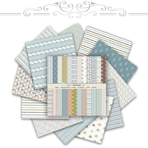 12 x 12 Scrapbook-Papier, 24 Blatt, Boho-Regenbogen-Töne, doppelseitige dekorative Kartonbögen für Scrapbooking, Basteln, DIY-Alben, Junk Journals 12 x 12 Scrapbook-Papier, 24 Blatt, Boho-Regenbogen-Töne, doppelseitige dekorative Kartonbögen für Scrapbooking, Basteln, DIY-Alben, Junk Journals von Generic