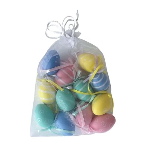 12x bunte Spielzeugeier Ostern Dekoration - kleine Eierschmuck, festliche Urlaubsdekor, dekorative Frühlingsrequisiten | Helle wiederverwendbare Ostereier Stilvolle Akzent, Saisonale Mittellinie von Generic