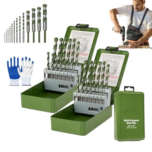 13-Teiliges Mehrzweck-Bohrer-Set, 13-Teilig, Langlebig, Rundschaft-Spiralbohrer-Set Mit Aufbewahrungsbox, Schnellwechsel-Schnellarbeitsstahl Für Gehärtetes Metall, Edelstahl Und Gusseisen (2 pcs) von Generic
