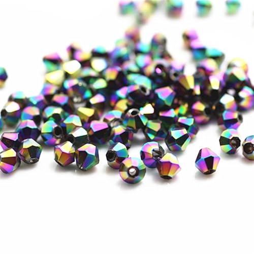 1300 Stück 3 mm Doppelkegel-Kristallperlen, bunte Glasperlen für Schmuck, Perlenbedarf, handgefertigte Bastelarbeiten, DIY-Perlenprojekte, Armbänder, Halsketten, Ohrringe, Schmuck (mehrfarbig) von Generic