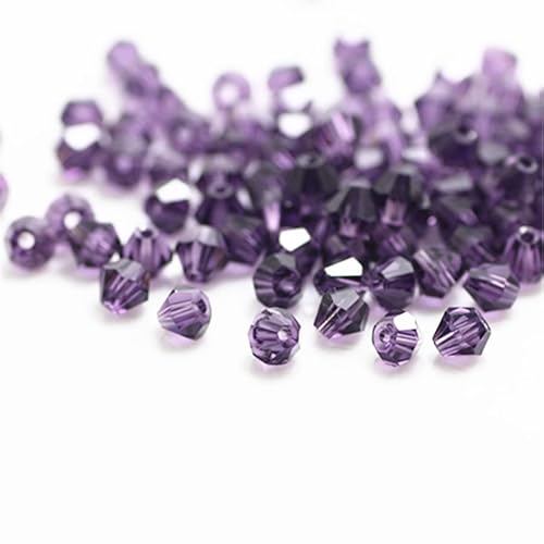1300 Stück 3 mm Doppelkegel-Kristallperlen, bunte Glasperlen für Schmuck, Perlenbedarf, handgefertigtes Handwerk, DIY-Perlenprojekte, Armbänder, Halsketten, Ohrringe, Schmuck (lila) von Generic