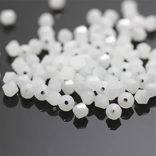 1300 Stück 3 mm Doppelkegel-Kristallperlen, bunte Glasperlen für Schmuck, Perlenbedarf, handgefertigtes Handwerk, DIY-Perlenprojekte, Armbänder, Halsketten, Ohrringe, Schmuck (massives Weiß) von Generic