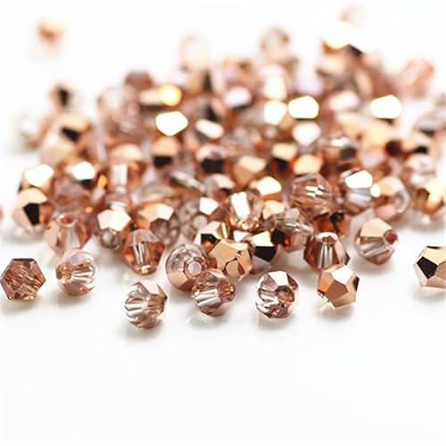 1300 Stück 3 mm Doppelkegel-Kristallperlen, bunte Glasperlen für Schmuck, Perlenbedarf, handgefertigtes Handwerk, DIY-Perlenprojekte, Armbänder, Halsketten, Ohrringe, Schmuck (rotes Kupfer) von Generic