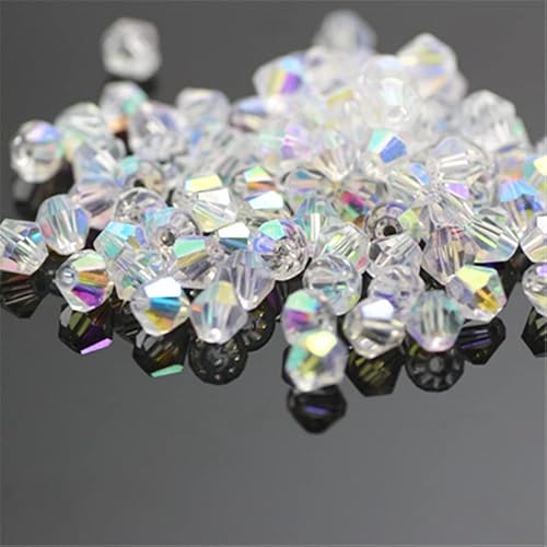 1300 Stück 3 mm Doppelkegel-Kristallperlen, bunte Glasperlen für Schmuck, Perlenbedarf, handgefertigtes Handwerk, DIY-Perlenprojekte, Armbänder, Halsketten, Ohrringe, Schmuck (weiß ab) von Generic