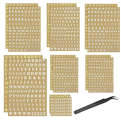 14 Stück selbstklebende Buchstaben, Alphabet, selbstklebend, goldfarben, Mini-Metall-Buchstaben-Aufkleber, Alphabet, für Handwerk, Epoxidharz, Scrapbooking-Zubehör von N\A