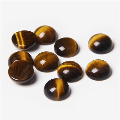 14 mm bunte Cabochon-Natursteine, runde Achate, lose Perlen, Cabochon, Kamee, passend für DIY-Ring, Ohrringe, Armband, NO11, Tigerauge, 10 Stück 14 mm bunte Cabochon-Natursteine, runde Achate, lose Perlen, Cabochon, Kamee, passend für DIY-Ring, Ohrringe, Armband, NO11, Tigerauge, 10 Stück von Generic