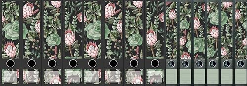 14er Set breite & schmale Ordnerrücken Sukkulenten Pflanze Pattern File Art Ordner Etiketten 05 05 10 von Generic