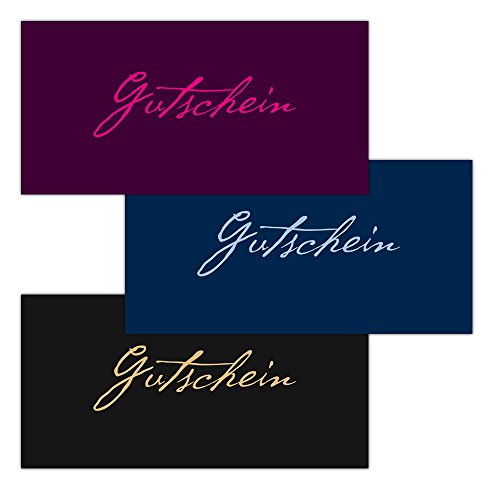 15 Edelmix Gutscheine Gutscheinkarten Geschenkgutscheine – edel neutral Blau-Hellblau, Aubergine-Pink und Schwarz-Beige von Generic