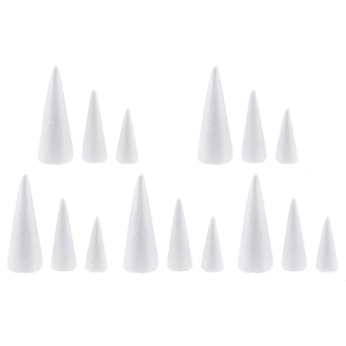 15 Stück kegelförmige Styroporschaum-Ornamente für handgefertigte DIY-Modellierarbeiten 15 Stück kegelförmige Styroporschaum-Ornamente für handgefertigte DIY-Modellierarbeiten von Generic