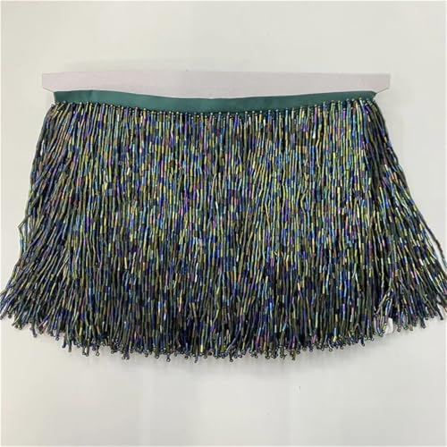 15 cm breite Fransenquaste Quasten Trim Spitze für DIY-Zubehör Heimtextilien Tanzband schwärzlich grün 2 Meter von Generic