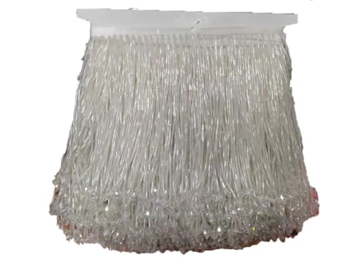 15 cm violette Kristallperlen Quasten Fransenborte für DIY Latein-Tanz Kleidung Kleid Tanzbesatz 91 cm Beige 91 cm von Generic