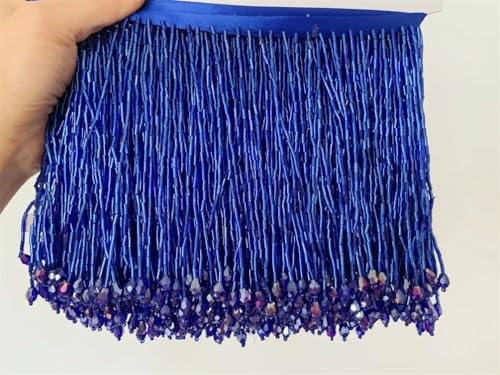 15 cm violette Kristallperlen Quasten Fransenborte für DIY Latein-Tanz Kleidung Kleid Tanzbesatz 91 cm Blau 91 cm von Generic