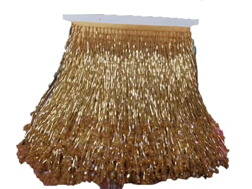 15 cm violette Kristallperlen Quasten Fransenborte für DIY Latein-Tanz Kleidung Kleid Tanzen Trim 91 cm Gold 91 cm von Generic