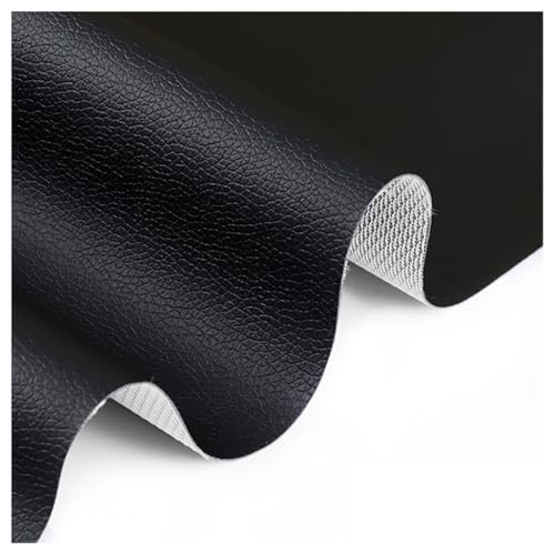 160cm Breiter Kunstleder-Polsterstoff Meterware Litchi Texture Wasserdichtes Vinyl-Kunstleder für Autositze, Sofastuhlmöbel, Basteln(Black,1.6X2m) von Generic