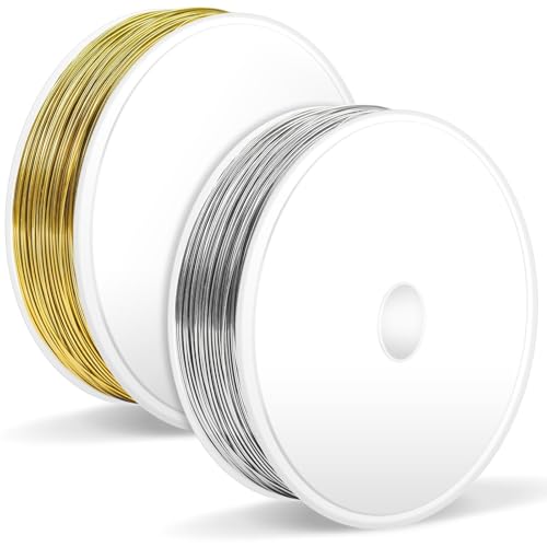 160m/2 Rollen Schmuckdraht 0,3mm dünner Basteldraht Silber und Gold Metalldrähte für Schmuckherstellung Perlendraht weicher Floristendraht DIY Bastelarbeiten Sträuße von Generic