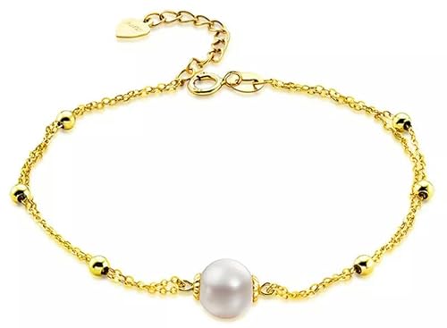 18 Karat Gelbgold 9–10 mm Süßwasser-Zuchtperlen-Kettenarmband von Generic
