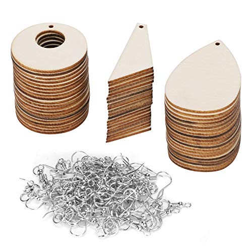 180 Stück Unlackierte Holzohrringe, Retro-Rohling, Tropfenförmige DIY-Holzanhänger mit Ohrringhaken und Biegeringen für die Schmuckherstellung 180 Stück Unlackierte Holzohrringe, Retro-Rohling, Tropfenförmige DIY-Holzanhänger mit Ohrringhaken und Biegeringen für die Schmuckherstellung von Generic