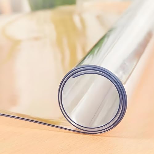2,0 mm Dicker transparenter Tischdeckenschutz, durchsichtiger PVC-Tischdeckenschutz, strapazierfähige Vinyl-Schreibtischunterlage aus Kunststoff (matt, 90 x 110 cm) von Generic