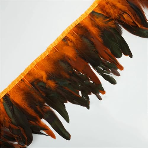 2 Meter/Lot Hahnfederborten Fransen natürliche Hühnerfedern Dekoration für Handarbeiten Kleid Zubehör Orange 2 Meter/Lot Hahnfederborten Fransen natürliche Hühnerfedern Dekoration für Handarbeiten Kleid Zubehör Orange von Generic