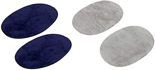 2 Paar ovale Ellbogenknie-Patches aus Wildleder, zum Aufnähen, für Pullover, Hosen, Reparatur, Handwerk, Grau/Blau 2 Paar ovale Ellbogenknie-Patches aus Wildleder, zum Aufnähen, für Pullover, Hosen, Reparatur, Handwerk, Grau/Blau von Generic