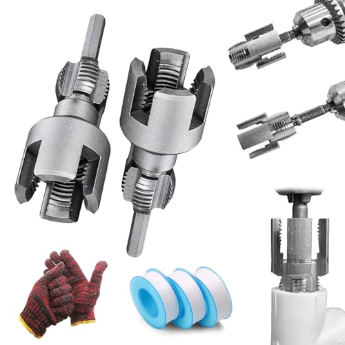 2-Pack Integrated Internal & External Pipe Threading Tool, 2-in-1 Pipe Thread Cutting Tool, 1/2'' and 3/4'' Electric Drill Compatible PVC Pipe Threader Kit (1/2" (DN15) Pipe) von Generic