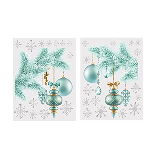 2 STÜCKE Weihnachtsfeier Solid Color Schneeflocke Weihnachtsbaum Anhänger Muster Wand Glas Aufkleber Folien Für Glastüren von Generic