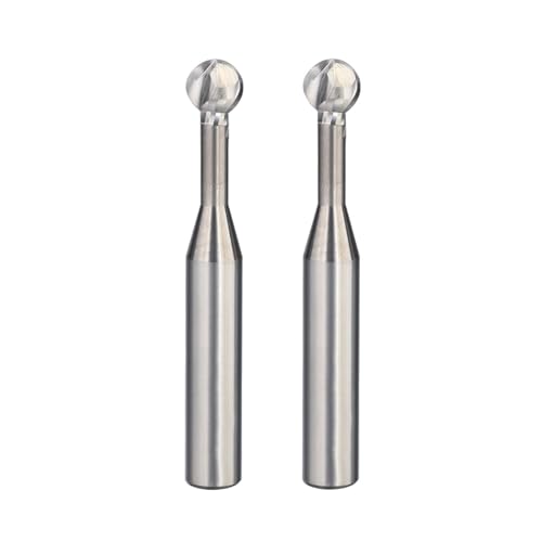 2 Stück Hartmetall-Kugelkopf-CNC-Fräser, 2 Nuten, Fräser, 1–20 mm Schnittdurchmesser, Fräswerkzeug for Aluminium(R4*d4*12*D8*60L*2F) von Generic