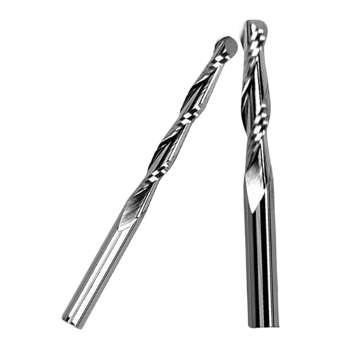 2 Stück Kugelkopffräser, 1/8 Zoll Schaft, Spiral-CNC-Fräser, 1,0/1,5/2,0/2,5/3,175 mm Durchmesser, 2-schneidiger Vollhartmetall-Schaftfräser(3.175 * 3.175 * 15) von Generic